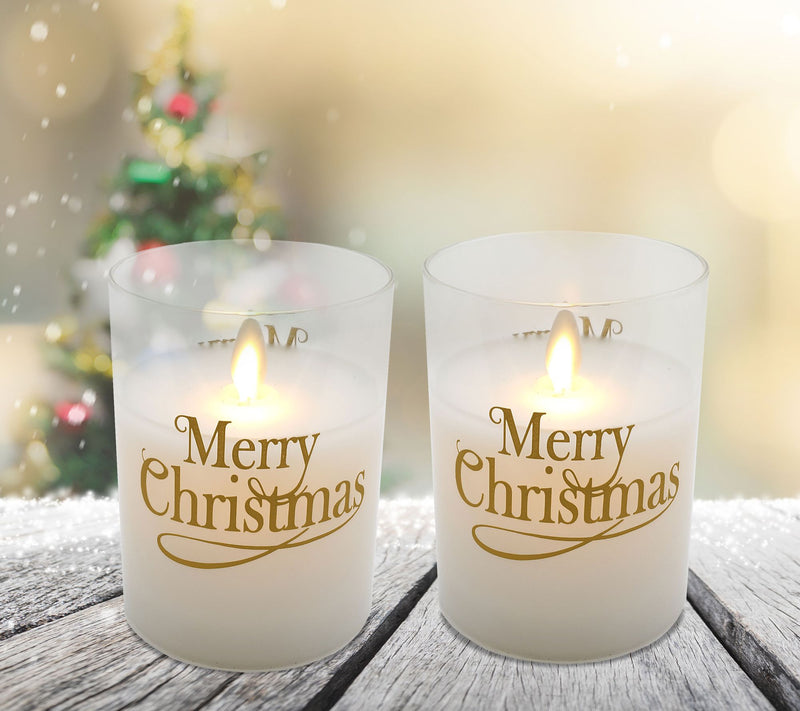 LumaBase LED Glass Candles, Merry Christmas- Set of 2 — View 5