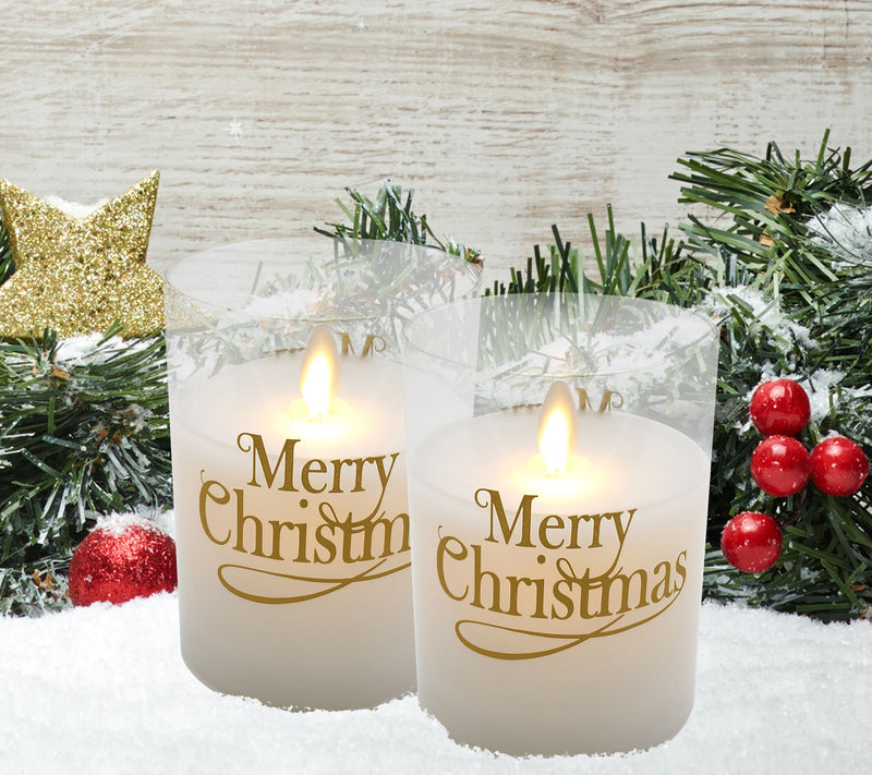 LumaBase LED Glass Candles, Merry Christmas- Set of 2 — View 4