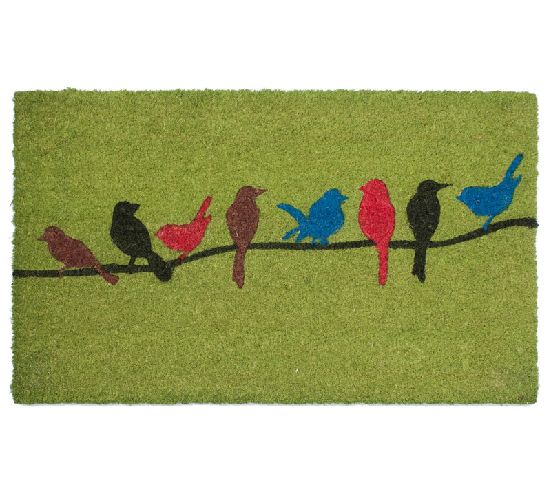 Colorful Birds Coir Doormat with PVC Backing — Main view
