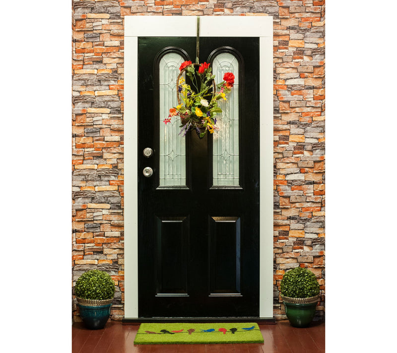 Colorful Birds Coir Doormat with PVC Backing — View 2
