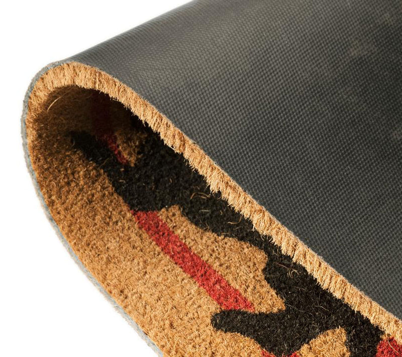 Two Dog Welcome Red Border Coir Doormat with PVC backing — View 3
