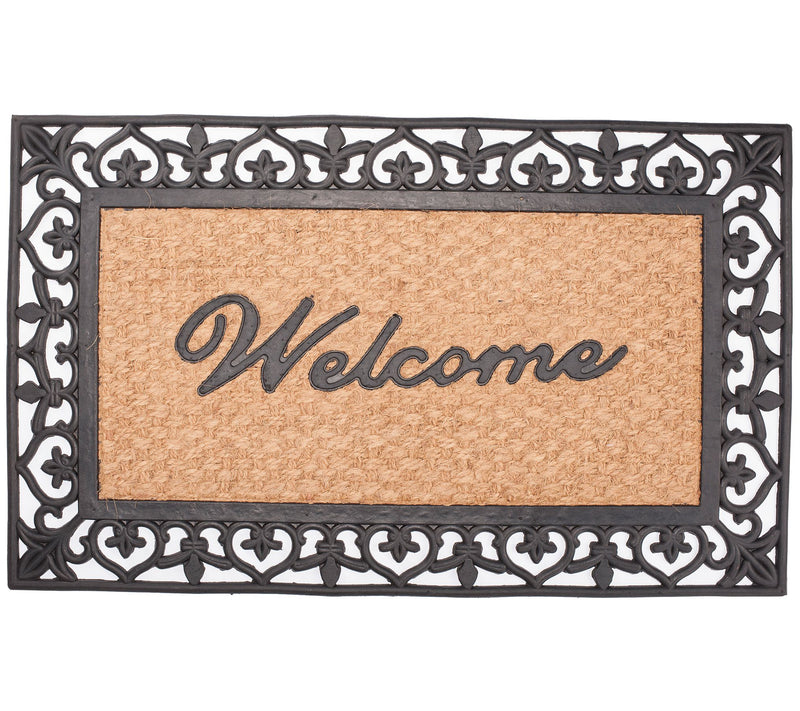 TC Scroll Rubber Border Welcome Doormat — Main view