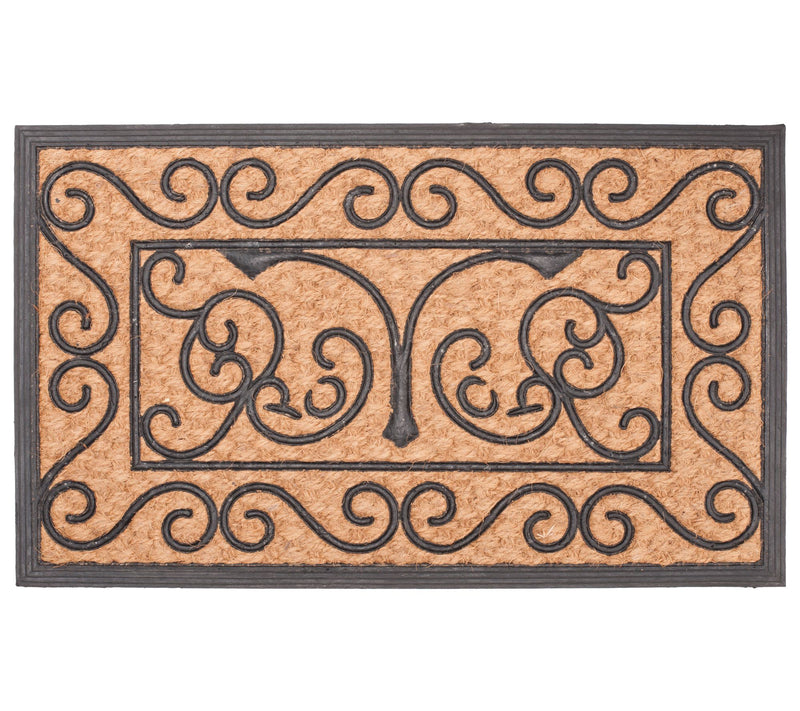 Tuffcor Rectangle Scroll Coir and Rubber Doormat — Main view