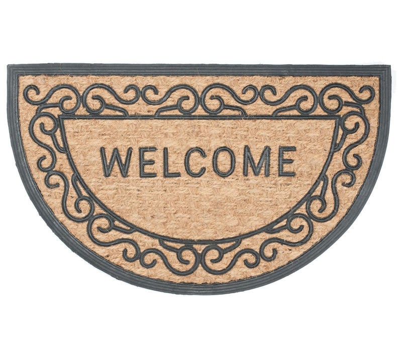 Tuffcor Half Round Welcome Scroll Coir and Rubber Doormat — Main view
