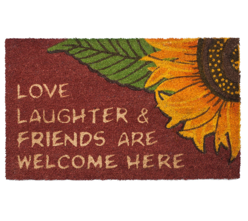 Love Laughter Friends Coir Doormat with PVC Backing — Main view