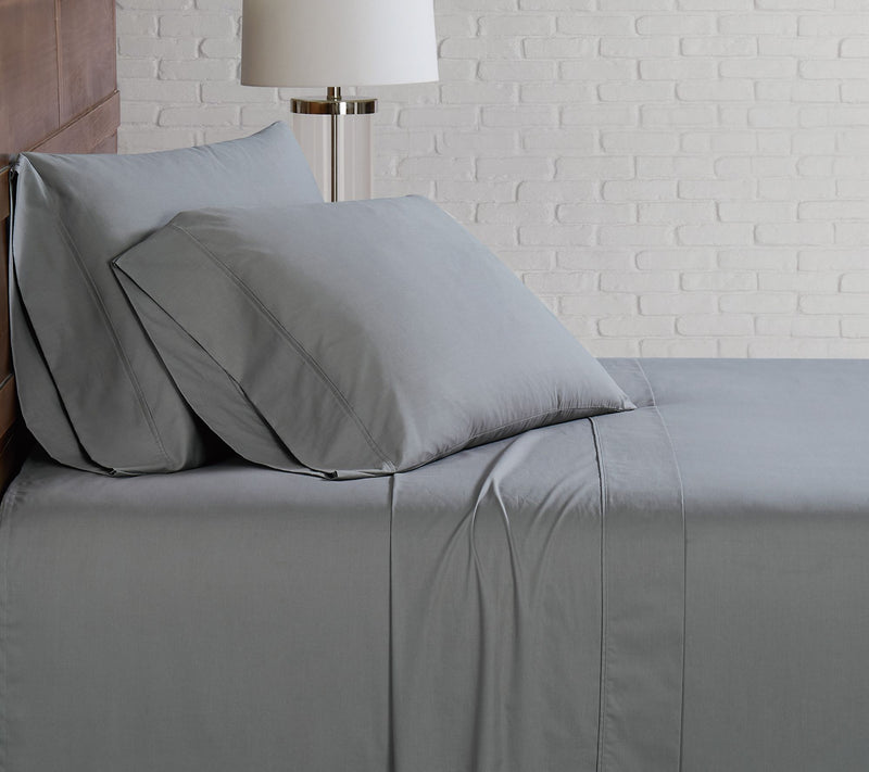 Brooklyn Loom Solid Cotton Percale Twin Sheet Set — Main view