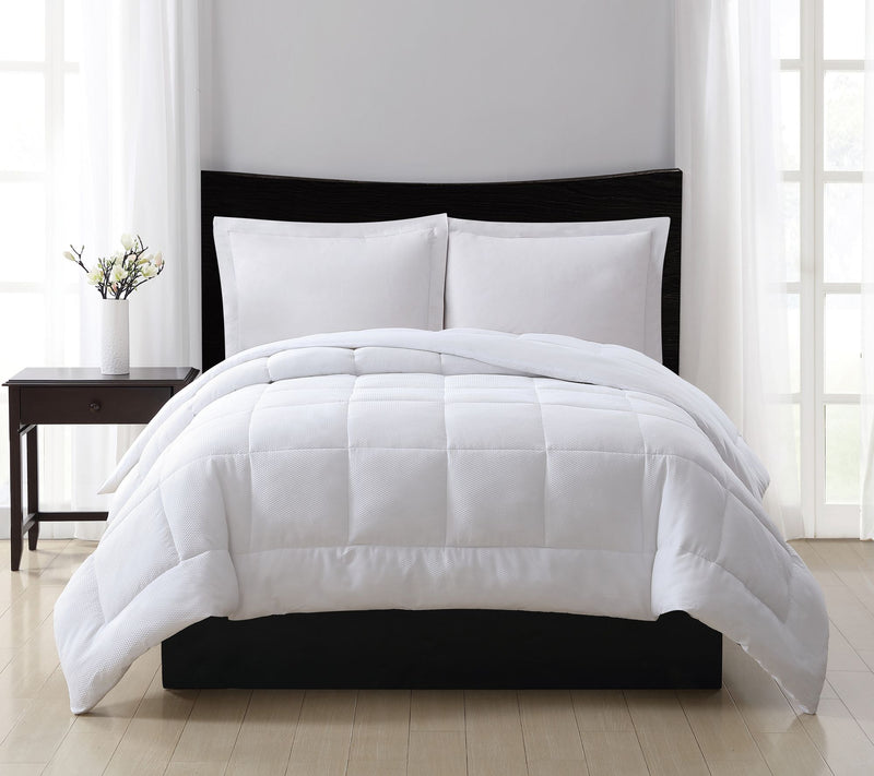 London Fog Embossed Dot Seersucker Fl/Qn Down Alt. Comforter — Main view