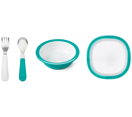OXO Tot Melamine Plate, Melamine Bowl, and Forkand Spoon Set