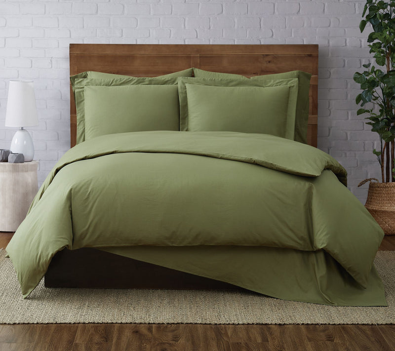 Brooklyn Loom Solid Cotton Percale Full/Queen Duvet Set — Main view