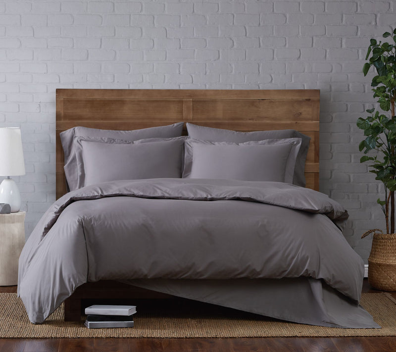 Brooklyn Loom Solid Cotton Percale King Duvet Set — View 13