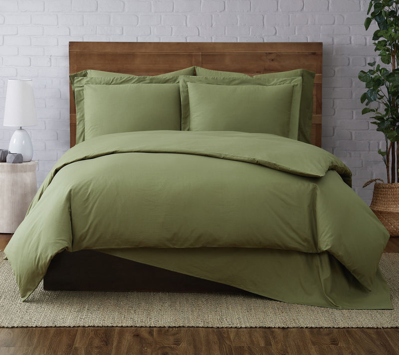 Brooklyn Loom Solid Cotton Percale King Duvet Set — View 5