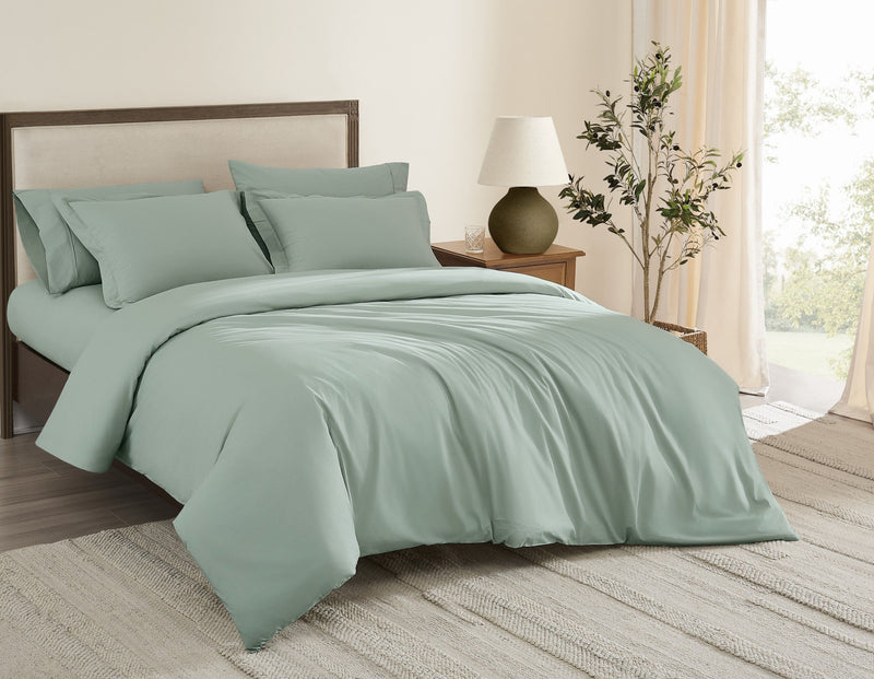 Brooklyn Loom Solid Cotton Percale King Duvet Set — View 29