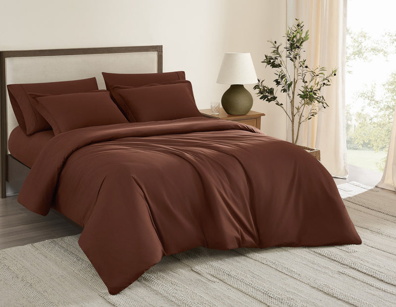 Brooklyn Loom Solid Cotton Percale Twin XL Duvet Set — View 8