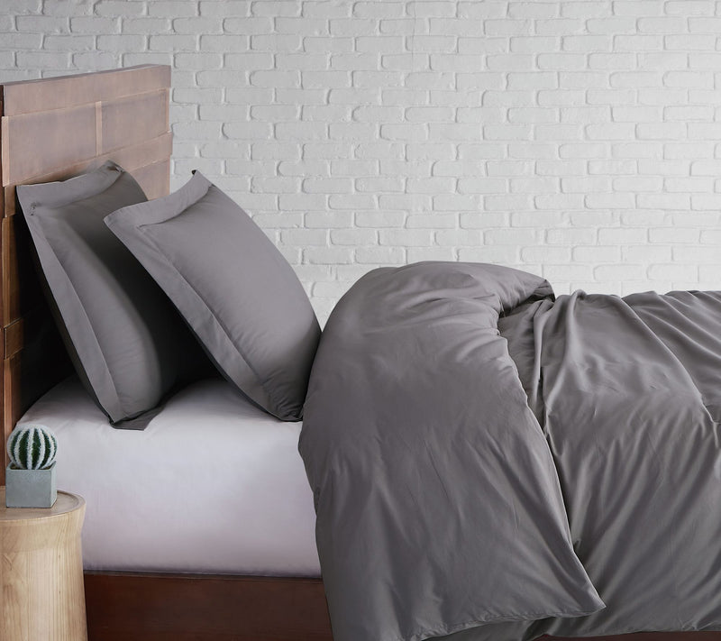 Brooklyn Loom Solid Cotton Percale Twin XL Duvet Set — View 29