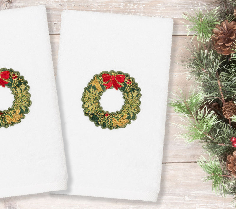 Linum Home Textiles Christmas Wreath 2PC Hand Towels — View 6