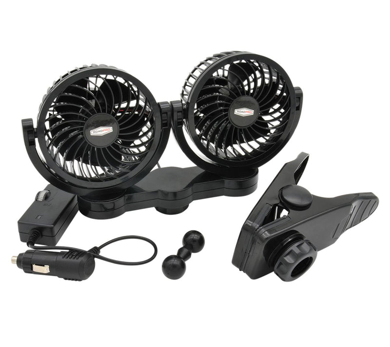 RoadPro 12 Volt Dual Fan with Mounting Clip — View 3