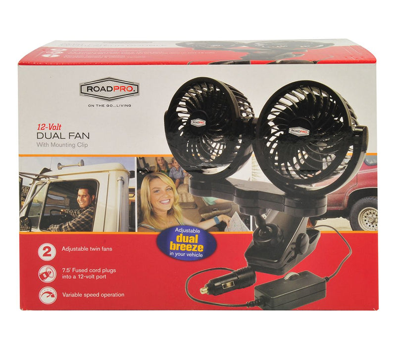 RoadPro 12 Volt Dual Fan with Mounting Clip — View 4