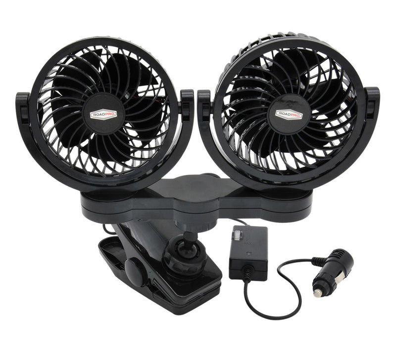 RoadPro 12 Volt Dual Fan with Mounting Clip — View 2