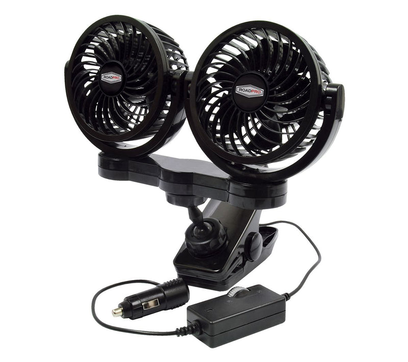 RoadPro 12 Volt Dual Fan with Mounting Clip — Main view