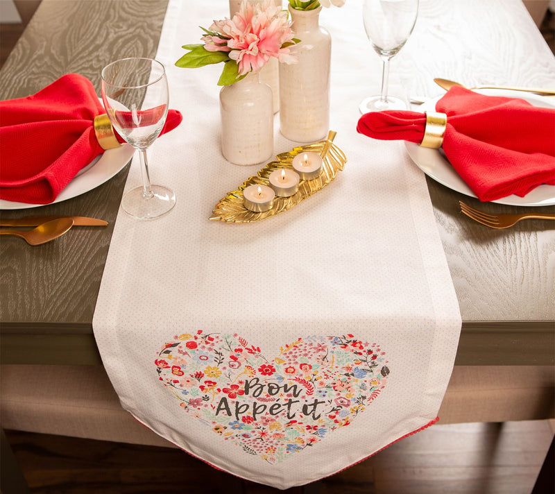 Design Imports 14" x 72" Bon Appetit Heart Print Table Runner — View 3