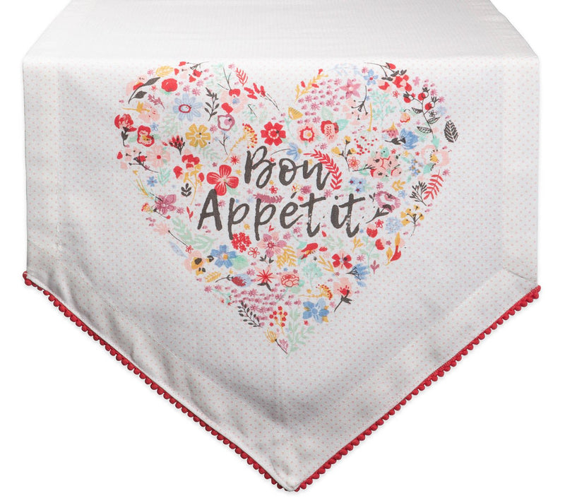 Design Imports 14" x 72" Bon Appetit Heart Print Table Runner — Main view