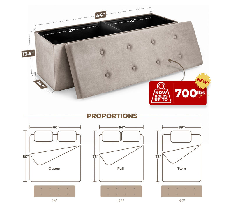 Sorbus Storage Bench Chest Ottoman w/Cover - Fa ux Suede Large — View 17