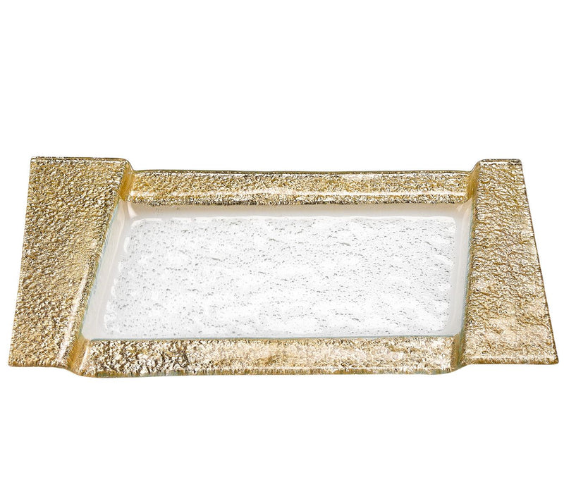 Rimini Gold 7" x 13" Hand-Crafted Glass Snack or Vanity Tray — Main view