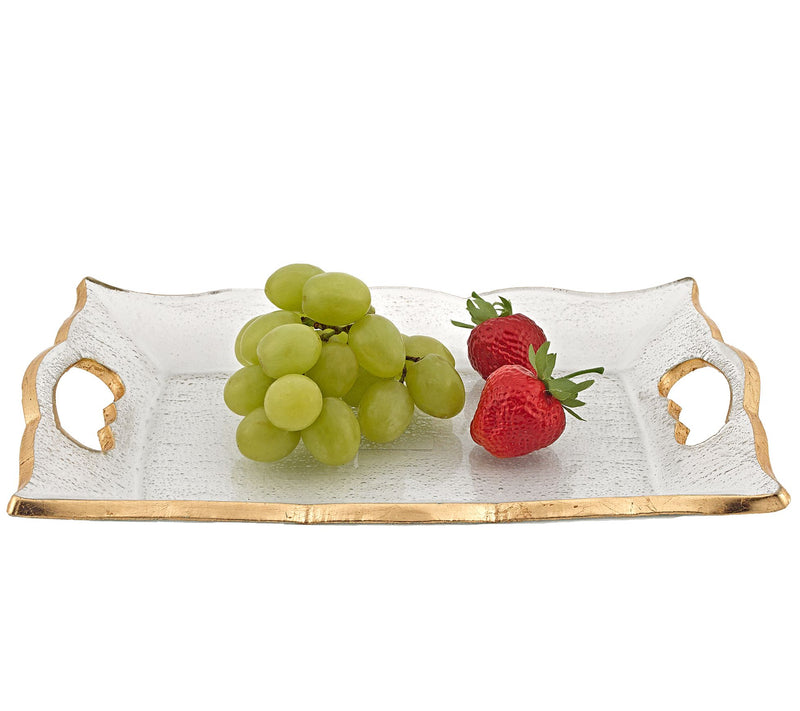 Badash Hand-Decorated Gold Leaf Scalloped Edge7 x 11" Tray — Main view