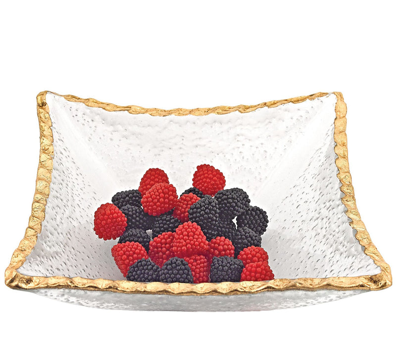 Badash Hand-Decorated Gold Leaf Edge 7" SquareServing Bowl — Main view