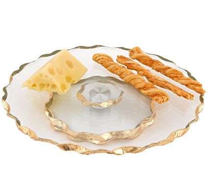 Badash Gold Chiseled Leaf Edge 13" Turning Platter