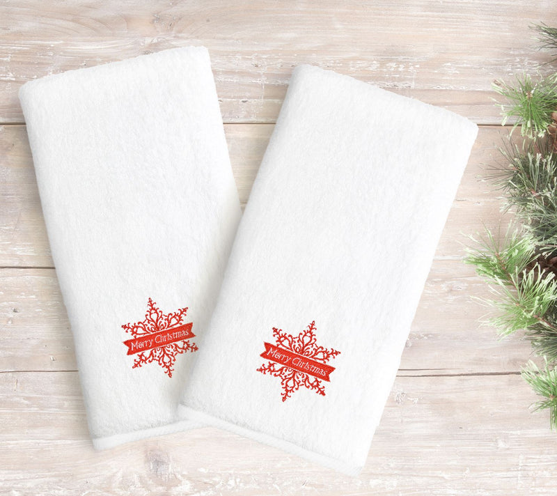 Linum Home Embroidered Luxury Hand Towels Merry Christmas S/2 — View 4