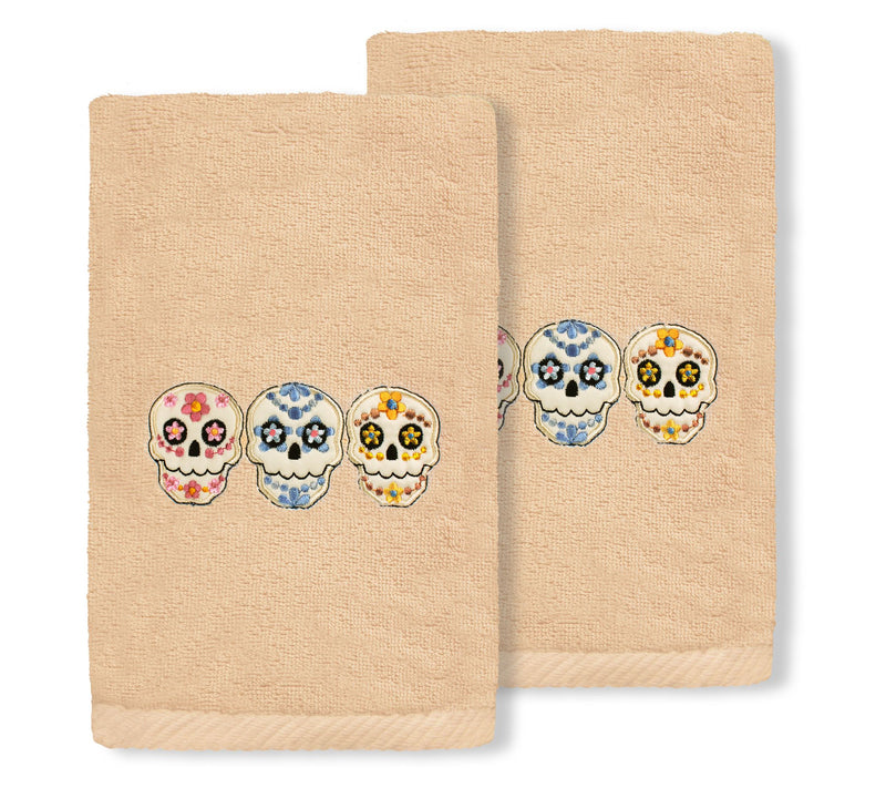 Linum Home Textiles Skulls - Embroidered Luxury 100% Turkish — View 3