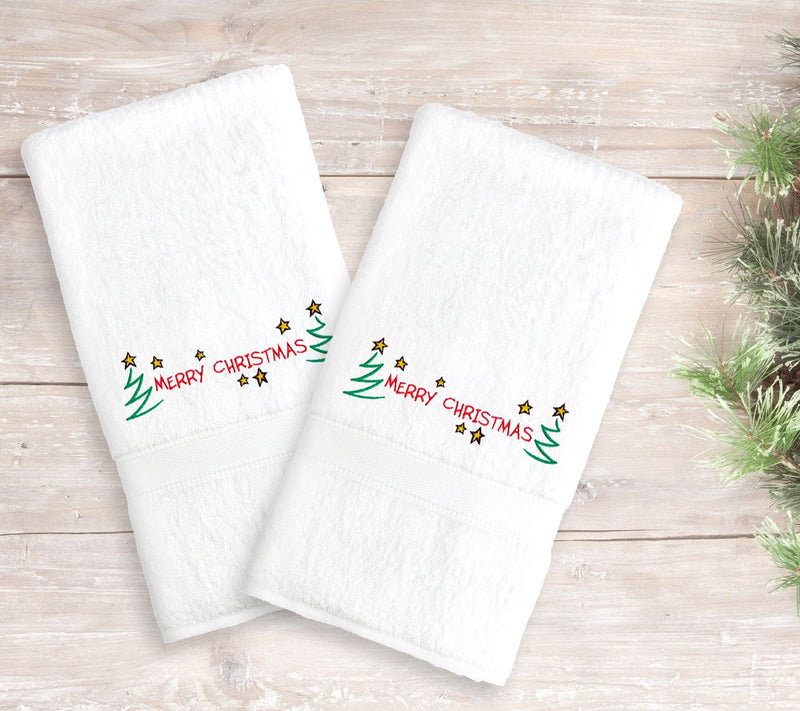Linum Home Textiles Embroidered Hand Towels Mer ry Christmas — View 4