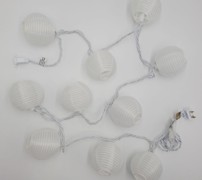 LumaBase Electric String Lights with 10 Nylon Lanterns- White — View 5