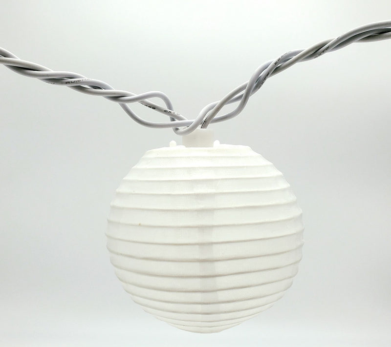 LumaBase Electric String Lights with 10 Nylon Lanterns- White — View 4