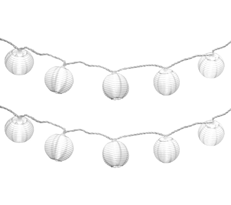 LumaBase Electric String Lights with 10 Nylon Lanterns- White — View 3