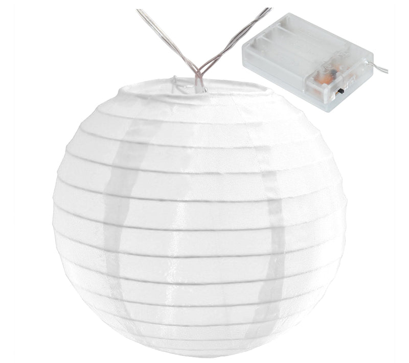 LumaBase B/O String Lights with 10 Nylon Lanterns - White — View 3