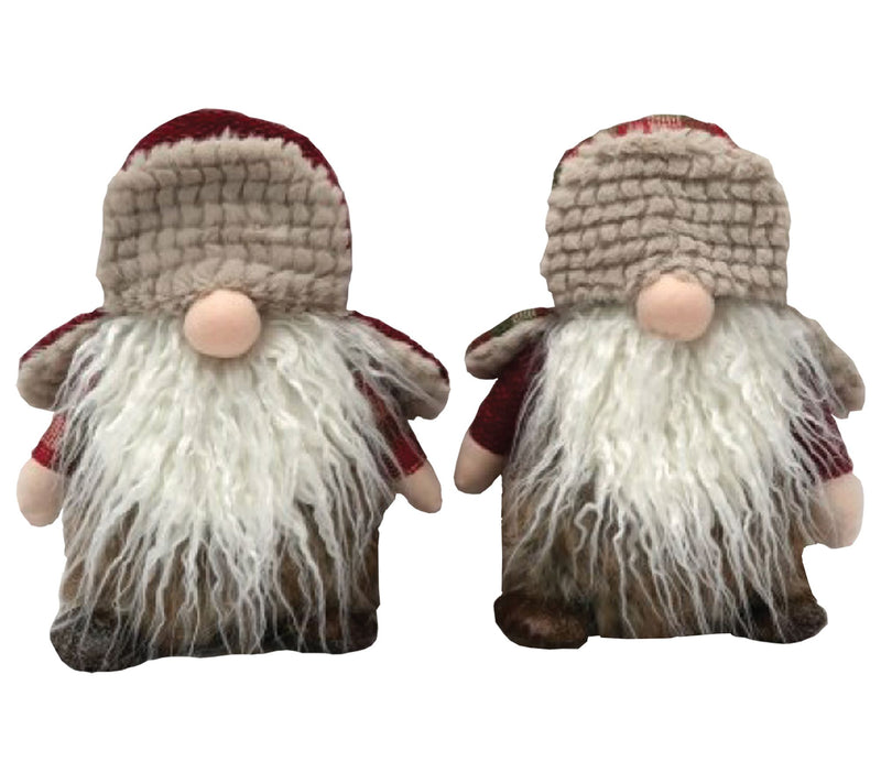 9" Santa's Workshop Old Plaid Gnomes, Set of 2 — Main view