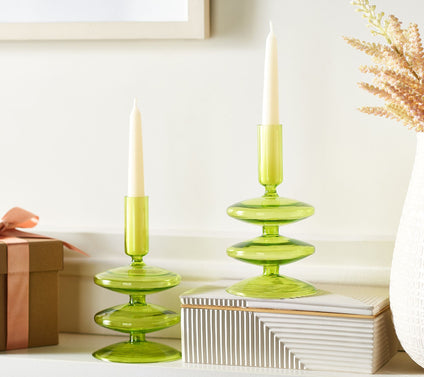 Lightscapes Set of (2) 6.5" Blown Glass Taper Holders