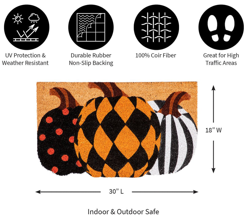 Evergreen Pattern Pumpkins Shaped Coir Mat  30" L x 18"W — View 4
