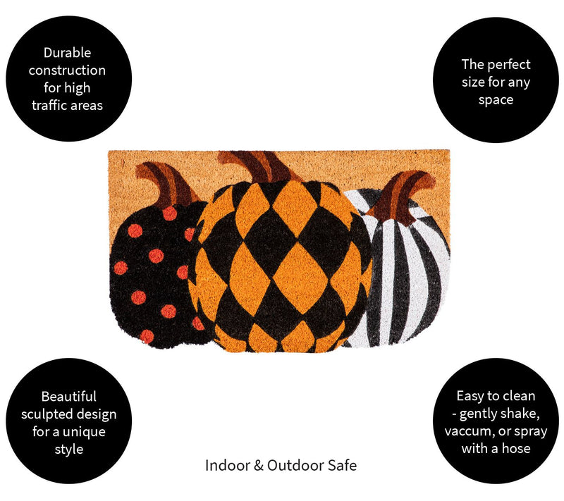 Evergreen Pattern Pumpkins Shaped Coir Mat  30" L x 18"W — View 5
