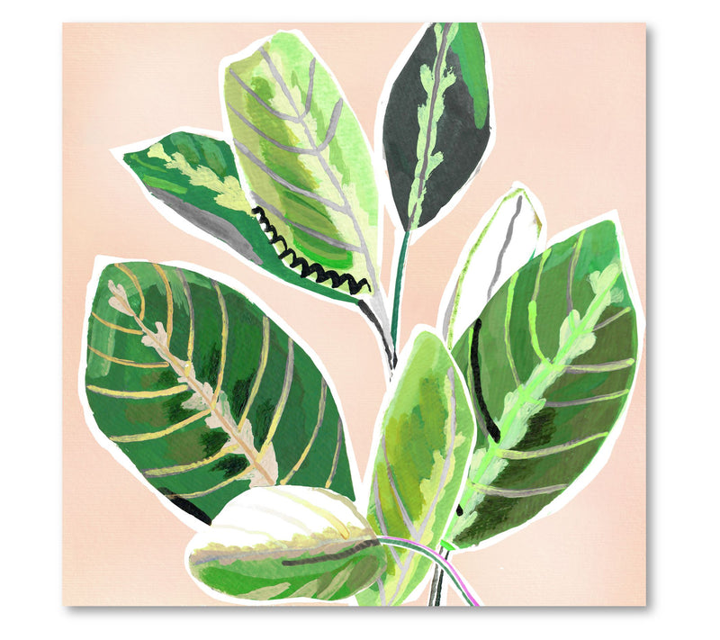Courtside Market Abstract Zebra Leaves 16x16 Canvas Wall Art — View 2
