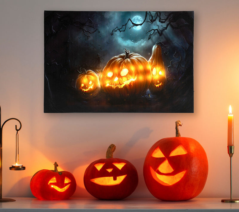 Northlight 23.5" LED Lighted Jack-O'-Lanterns Canvas Wall Art — View 7