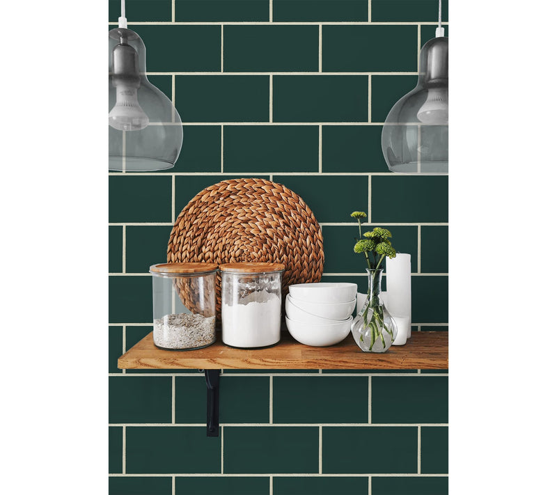 NextWall Retro Subway Tile Peel and Stick Wallpaper — View 3