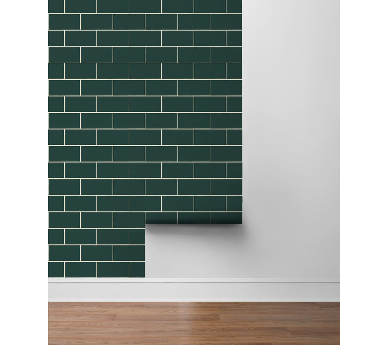 NextWall Retro Subway Tile Peel and Stick Wallpaper — View 2