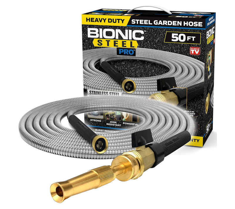 Bionic Steel Pro 50' Stainless Steel Hose withrass Nozzle — View 4
