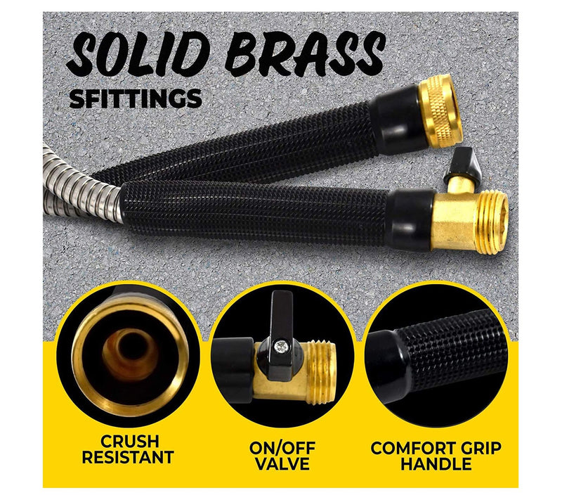 Bionic Steel Pro 75' Stainless Steel Hose withrass Nozzle — View 6