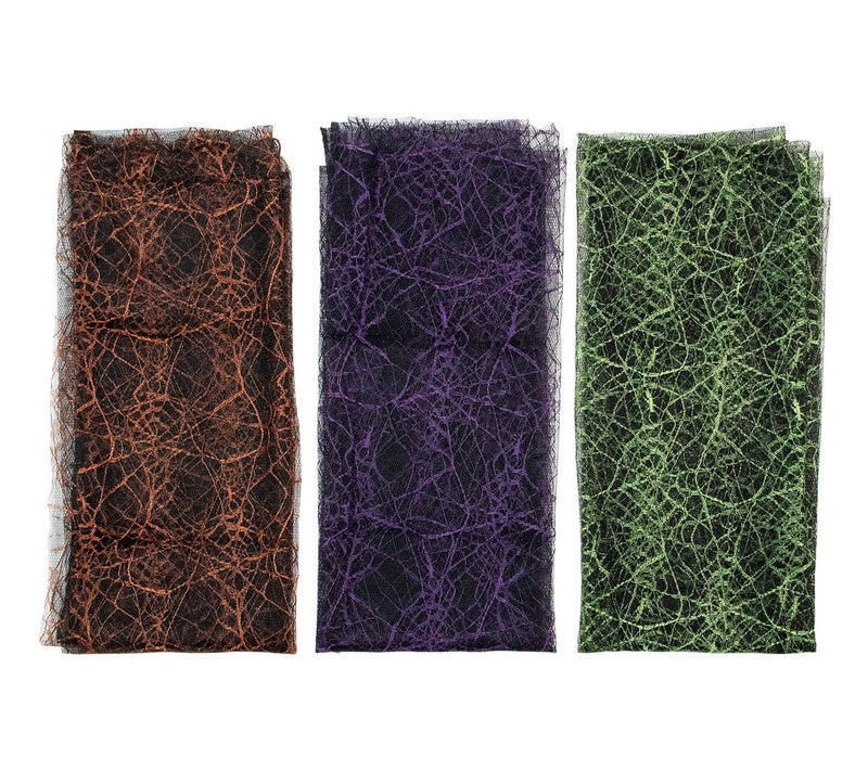 Northlight 3pc Purple Orange & Green Spiderweb Decorations — Main view