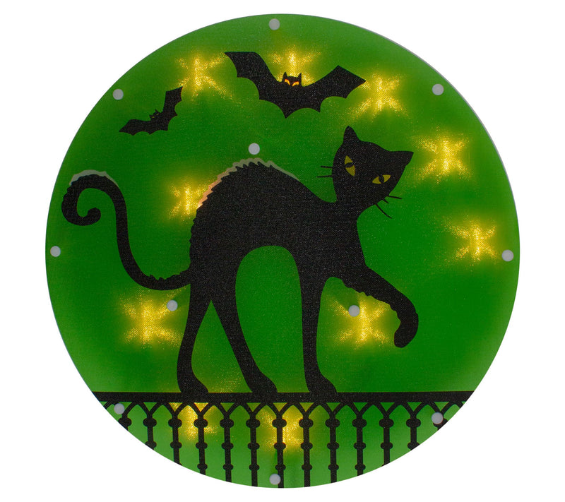 Northlight 13.75" Lighted Black Cat Halloween W indow Decor — Main view