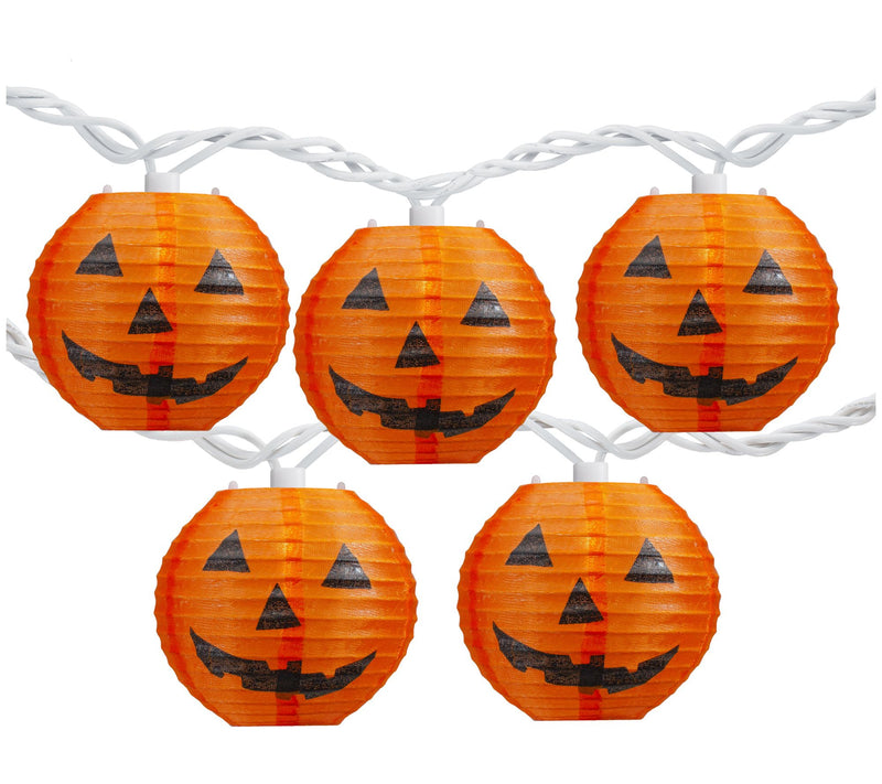 Northlight 10 Orange Jack-O'-Lantern Paper Lantern Lights — Main view